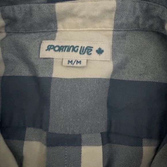 NWT SPORTING LIFE button down blue and white checkered shirt, never worn (M) - Picture 4 of 7